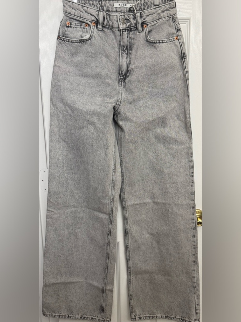 Women’s N.A.-KD organic cotton jeans Light Grey Wide High waist size US8/EU 38